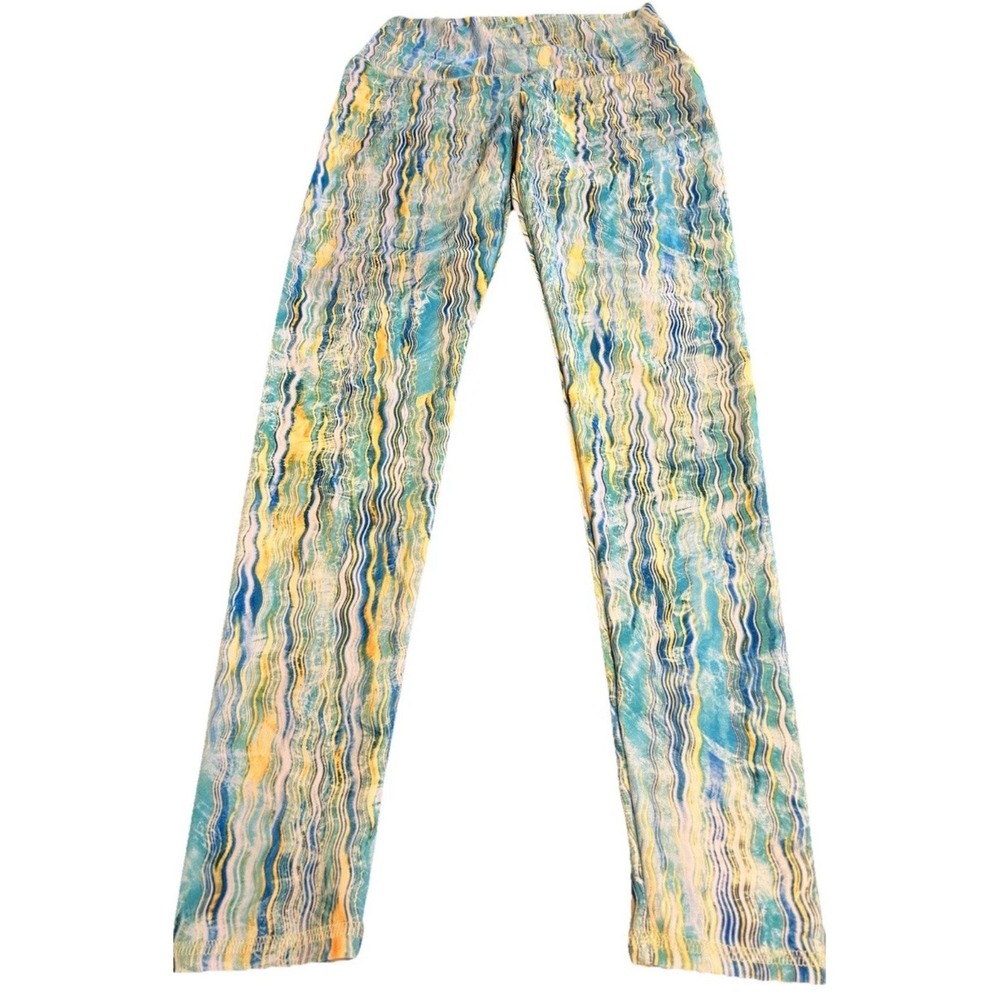 Downward Dog Miami Yoga Wide Leg Flare Pants TieDye Retro Bohemian Sz L